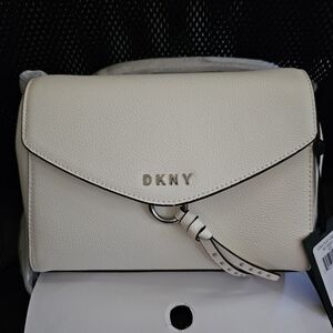 DKNY Lola Flap Leather Crossbody (White)